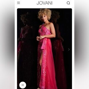NWT Jovani Pink Sequin One-Shoulder Dress Size 2